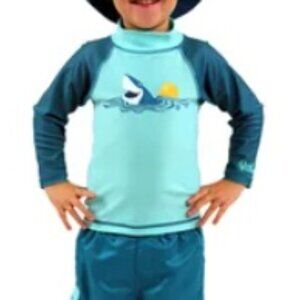 UV Skinz Shark Rash Guard 3T Long Sleeve Swim Top NWOT